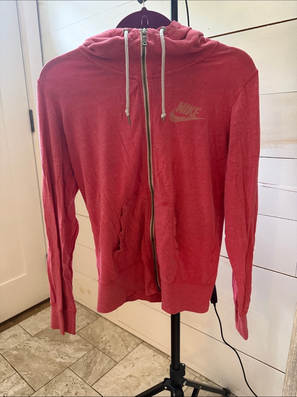 Nike Pink-Red Full-Zip Hooded Sweatshirt